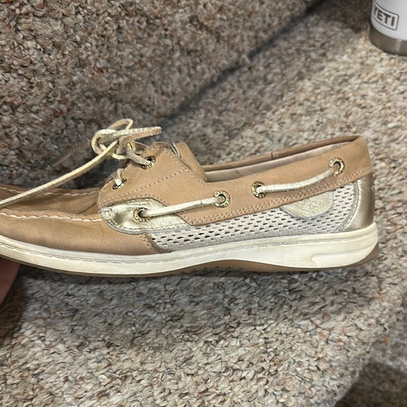 Sperry Tan and Gold Loafers with Nautical Flair - Picture 3 of 5
